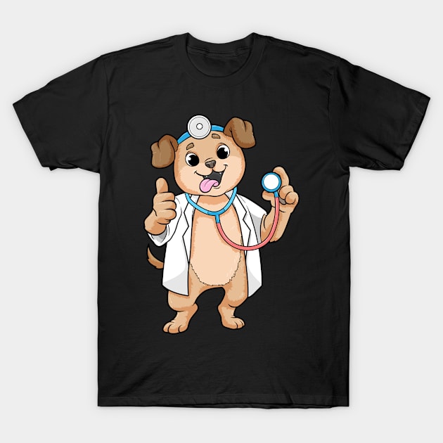 Dog as Doctor with Stethoscope T-Shirt by Markus Schnabel